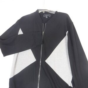 21 Men Black Gray Geometric Colorblock Jacket Zip Up Mens Size XL